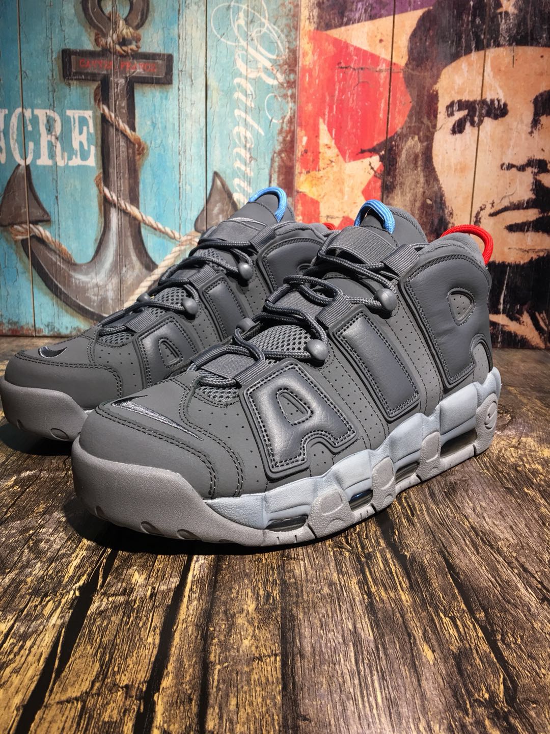 Alexander-John Nike Air Uptempo Carbon Grey Shoes